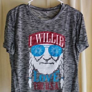 Women I Willie Love The USA & Have A Willie Nice Day Short Sleeve T-Shirts Tops